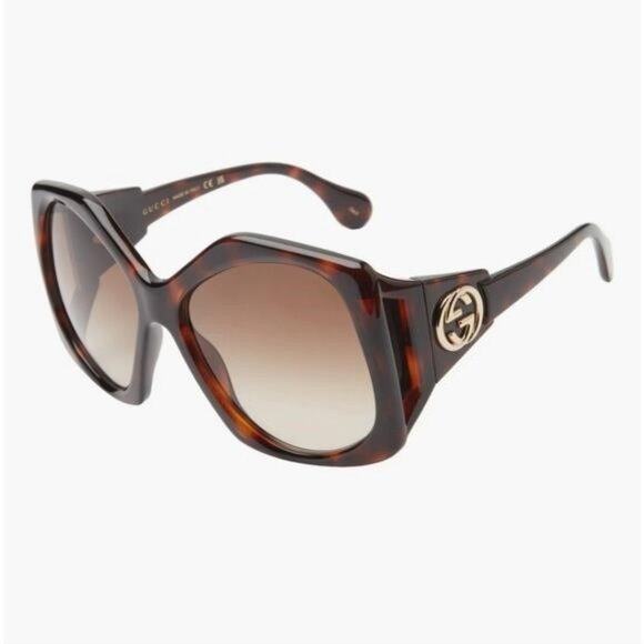 original New Gucci OVERSIZED HAVANA BROWN Sunglasses, GG0875S - 002 - 6 - Picture 3 of 12